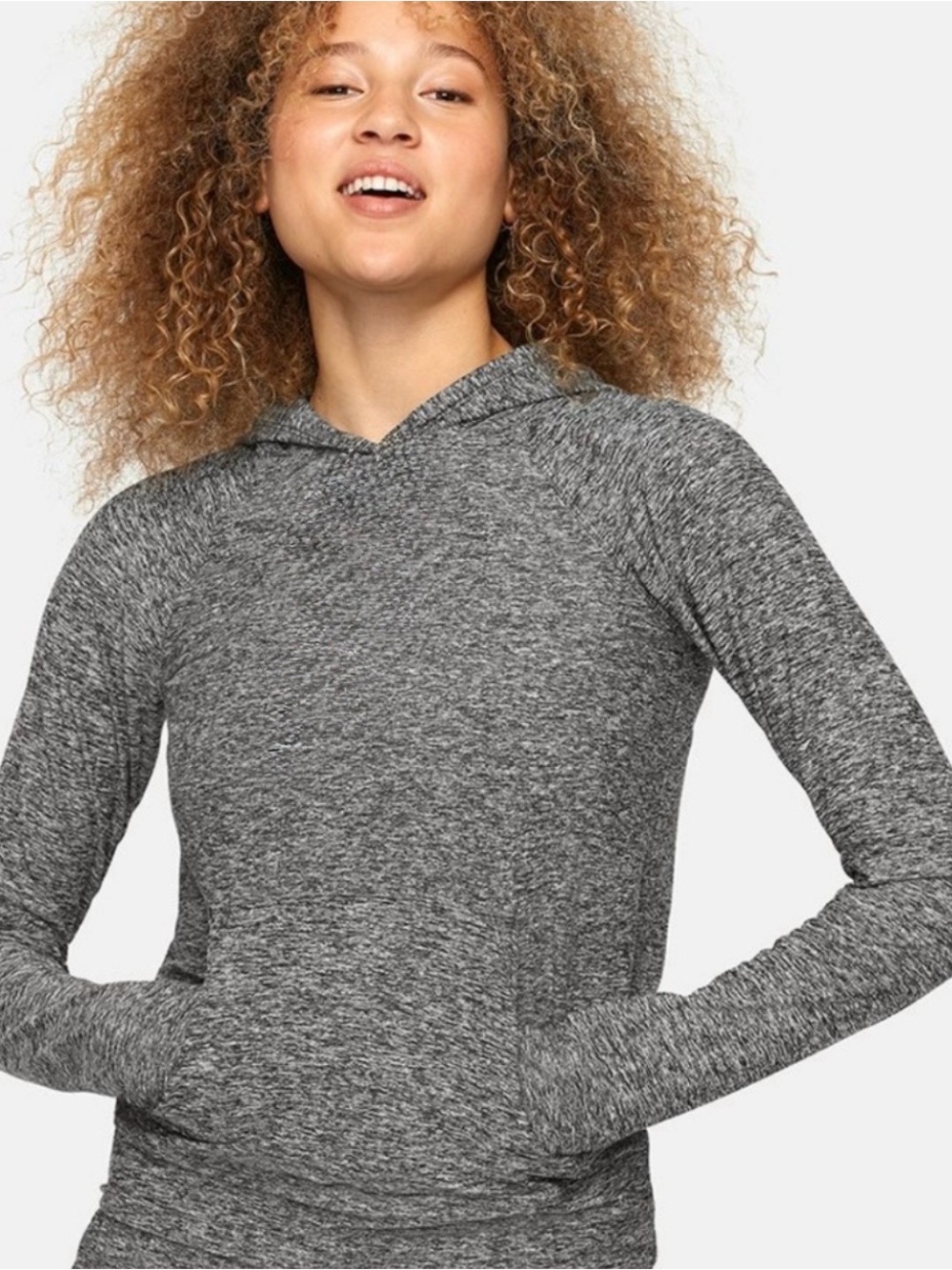 Outdoor Voices Gray Marled Hooded Pullover